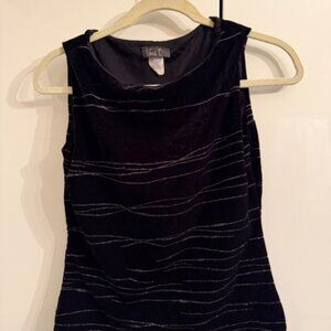 Black velvet, stretch, top, with silver lines, size M
